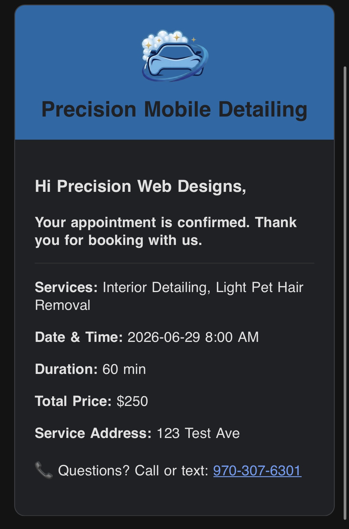 Booking Confirmation Email